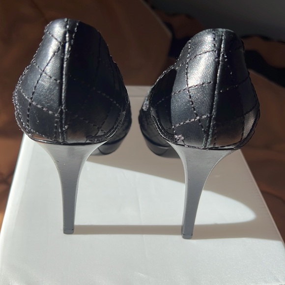 Versace Black Leather Open Toe Pumps High Heel Shoes 39 - Picture 4 of 7
